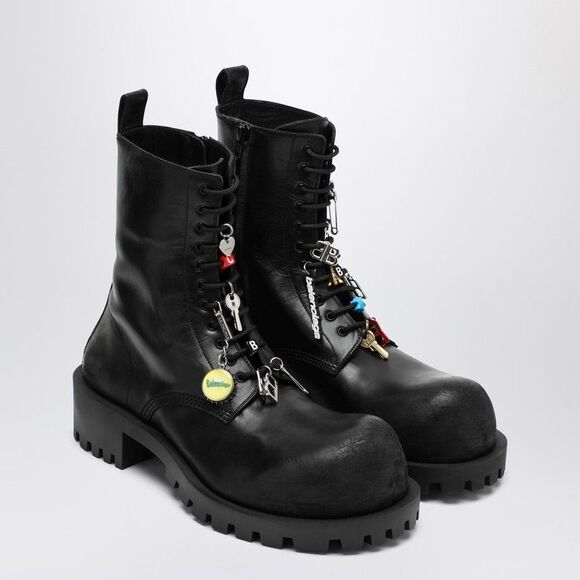 Balenciaga Black Leather Hummer Lace-Up Ankle Boots Men - Picture 1 of 2